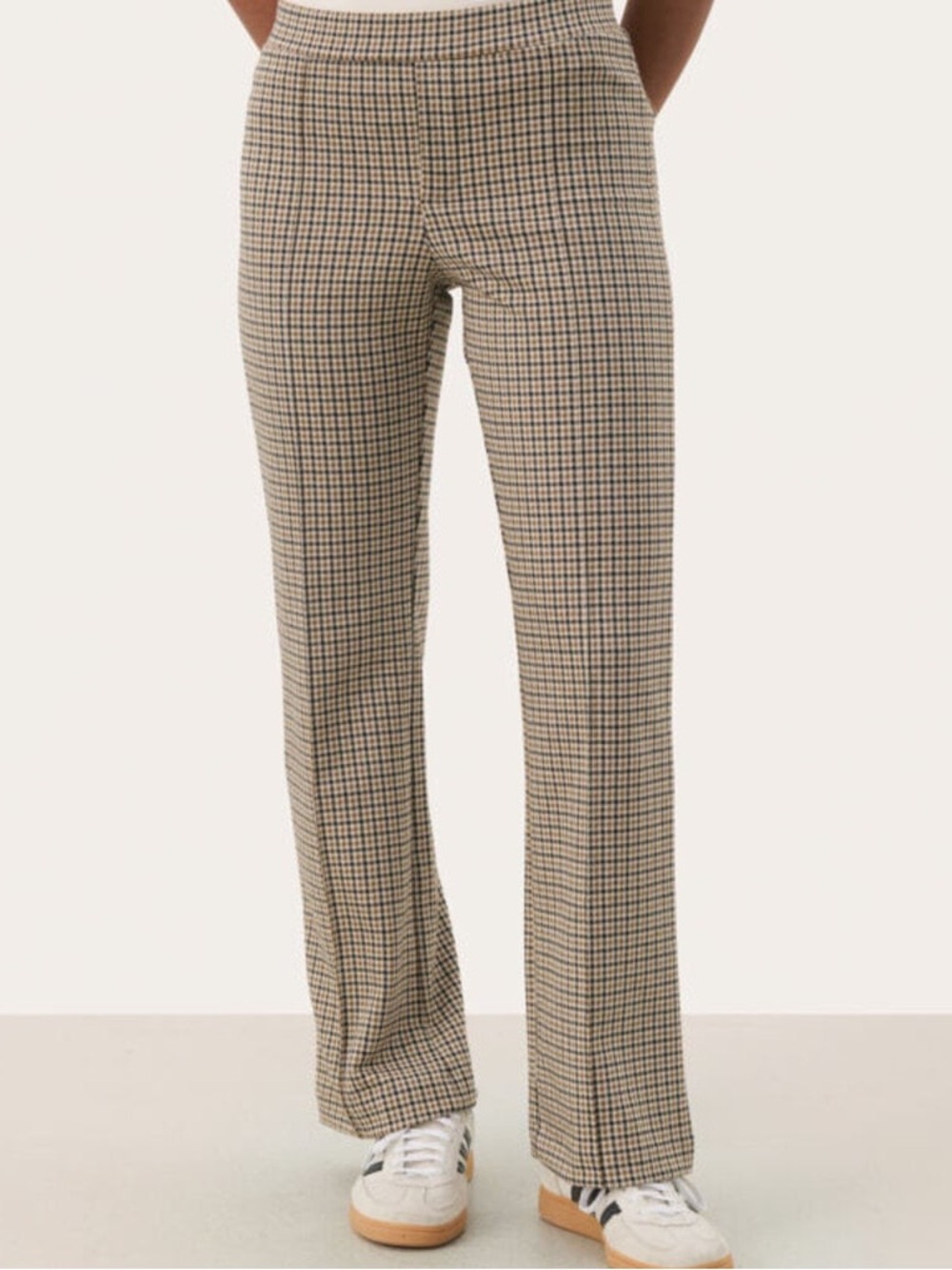Part Two Pontas Straight Leg Mid Rise Pant Toasted Coconut Check Pattern - Picture 3 of 14